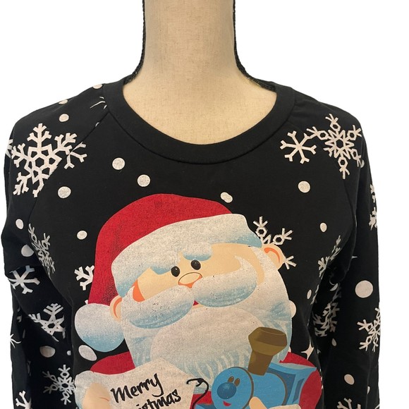 RUDOLPH THE RED NOSED REINDEER SANTA CHRISTMAS HOLIDAY SWEATSHIRT SNOWFLAKES S - Picture 2 of 10